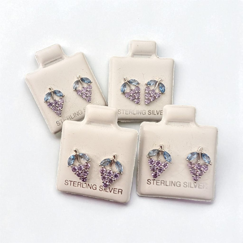 925 Silver Grapes Cz Stud Earrings